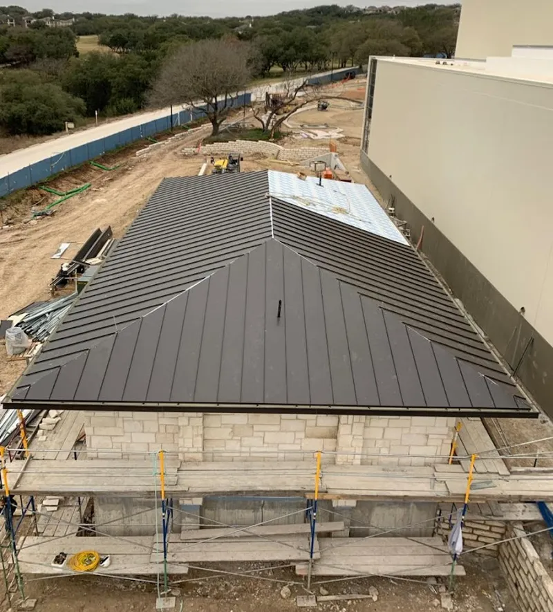 Metal roof new construction with scaffolding in Okeechobee